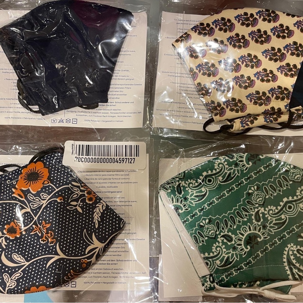 Tory Burch Face Masks Set - Black, Cream, Green, Orange